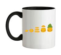 Evolution of Pineapple - 11oz - Ceramic Two-Tone Mug for Coffee/Tea - Black/White - One Size
