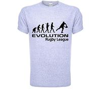 Evolution of Rugby League Mens T Shirt Large Grey Black Text