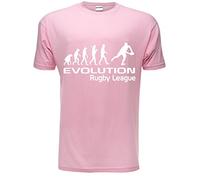 Evolution of Rugby League Mens T Shirt Large Pink