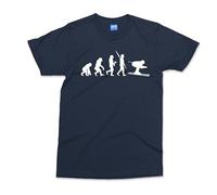 Evolution of Skiing T-Shirt - Men - L - Navy - Skiing Design Men's T-Shirt - Regular Fit Skier Shirt - Snow Sports Tee - Winter Sports Skiing Gifts for Men