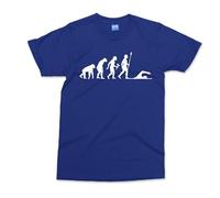 Evolution of Swimming T-Shirt - Blue - S - Funny Swimmer Men's T-Shirt - Regular Unisex Fit Swim Shirt - Diver Pool Cotton Tee - Swimmer Gifts for Him & Her