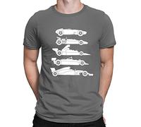 Evolution of The Formula F Car 1 One Mens T-Shirt Charcoal Grey (S)