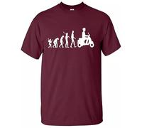 Evolution of Vespa Scooter T-Shirt Vintage Men's Funny Motor Bike 90s Tee Top(Maroon,L)
