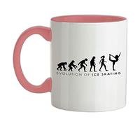 Evolution of Woman Ice Skating - 11oz - Ceramic Two-Tone Mug for Coffee/Tea - BabyPink/White - One Size