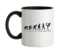 Evolution of Woman Ice Skating - 11oz - Ceramic Two-Tone Mug for Coffee/Tea - Black/White - One Size
