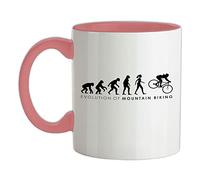 Evolution of Woman Mountain Bike - 11oz - Ceramic Two-Tone Mug for Coffee/Tea - BabyPink/White - One Size