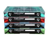 Evolution Outdoor 3600 Drift Series QuikLatch Fishing Tackle Tray Multi Color 4 Pack - Green, Blue, Red, Seafoam Colored Tackle Box Organizer with Removable Compartments, Utility Box Storage