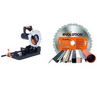 Evolution Power Tools Build RAGE4 Multi-Purpose Chop Saw, 185 mm, 110 V with RAGE Multi-Purpose Carbide-Tipped Blade, 185 mm