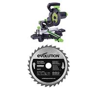 Evolution Power Tools F210SMS Multi-Material Sliding Mitre Saw, 210 mm (230 V) with Wood Carbide-Tipped Blade, 210 mm