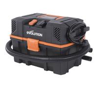 Evolution Power Tools R15VAC Vacuum Cleaner Wet and Dry Vac, Portable and Lightweight Ideal Dust Extractor for Saw Dust in Workshops, With Power Take-Off, Corded, Orange