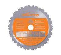 Evolution Power Tools R165TCT-18CS (Rage) Multi-Material TCT Blade Cuts Wood, Metal and Plastic, 165 mm
