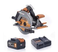 Evolution Power Tools R185CCS-Li Circular Saw Cordless Brushless 18v Li-Ion EXT Includes TCT Multi-Material Blade, Cuts Wood, Metal, Plastic & More, Guide Included, Battery & Charger Included, 185mm