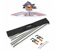 Evolution Power Tools R185CCSX Circular Saw with 1020 mm 3-Piece Track | Multi-Material Blade, Cuts Wood, Metal, Plastic & More, ST2800-G2 2.8m 2-piece Track & 3-piece Mini-Track Bundle