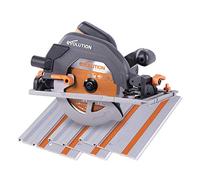 Evolution Power Tools R185CCSX Circular Saw With 1020 mm 3-Piece Track | Multi-Material Blade, Cuts Wood, Metal, Plastic & More | Incl Dust Port Adapter | 185mm (230v)