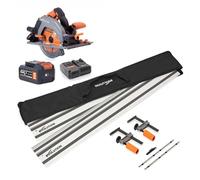 Evolution Power Tools R185CCSX-Li, Circular Saw, saw, Track Compatible, 18v Li-Ion EXT Includes TCT Multi-Material Blade, Cuts Wood, Metal, Plastic & More,185mm & ST2800-G2 Universal 2.8m Track Bundle