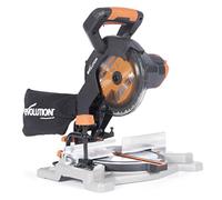 Evolution Power Tools R185CMS-Li Cordless Compound Mitre Saw with Multi-Material Cutting, 45° Bevel, 45° Mitre, 850W - Includes 185MM TCT Blade, Battery NOT Included, Black/Orange (088-0001)