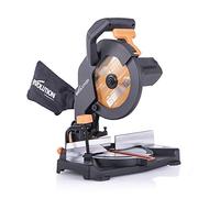 Evolution Power Tools R210CMS Compound Miter Saw Multi-Material Cutting TCT Blade Included Cuts Wood Metal Plastic & More, 45° - 45° Degree Miter & 45˚ Degree Bevel Angles, 1200W, 210mm