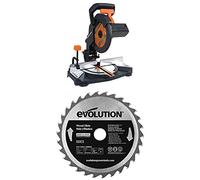 Evolution Power Tools R210CMS Multi-Purpose Compound Mitre Saw, 210 mm (110 V) with Wood Carbide-Tipped Blade, 210 mm