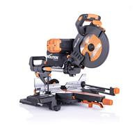 Evolution Power Tools R255SMS-DB+ Double Bevel Sliding Mitre Saw, Multi-Material Cuts Metal, Wood, Plastic & More - with Plus Pack includes Clamps, Dust Bag & Blades, 255mm (110V)