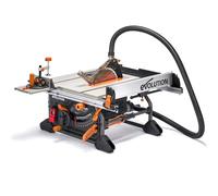 Evolution Power Tools R255TBL+ Table Saw (Next Gen Rage 5-S) Portable Multi-Material Cutting Blade Included Cuts Wood Metal Plastic, 45˚ Bevel, +/- 60˚ Mitre Angle, 85mm Cut Depth, 1800w Motor, 240v