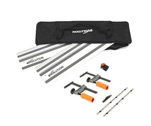 Evolution Power Tools ST1400-G2 Circular Saw Guide Rail / Track | Universal Fits Most Brands Makita, Bosch, Festool | 1.4m (2x 700mm ) With Self-Aligning Connector Bars | In nd Stop Accessory