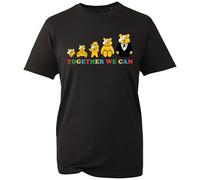 Evolution Pudsey Awareness Bear Face Piece Heart Graphic T-Shirt | Support & Charity Gift Top Children Support Fundraiser in Need Spotty Day 2025 Top (Black, XL)