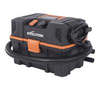 Evolution Power Tools R15VAC Vacuum Cleaner Wet and Dry Vac, Portable and Lightweight Ideal Dust Extractor for Saw Dust in Workshops, With Power Take-Off, Corded, Orange