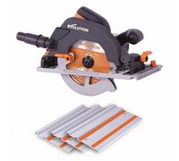 Evolution R185Ccsx 185mm Circular Saw With 1020mm 3-Piece Mini Track And Tct Multi-Material Cutting Blade 110V