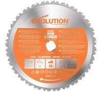 Evolution RAGEBLADE255MULTI - 255 mm Multi Material Mitre Saw Blade (AKA Wood Blade, Metal Cutting Blade, TCT Saw Blade) - Carbide Tipped Blade Cuts W
