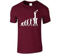 Evolution Rugby T-Shirt Funny Footballer Gift Evolve Rugger Xmas Gift Top (UK, Alpha, L, Regular, Regular, Maroon)