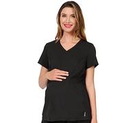 Evolution Scrubs Women's 4-Way Stretch Maternity V-Neck Top, Black, S