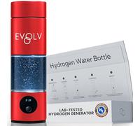 EVOLV Hydrogen Generator Water Bottle - 5.42PPM SPE/PEM Ionizer for High Concentration - Portable for Energy & Inflammation Support - 8oz, Crimson