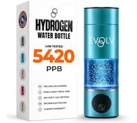 EVOLV Hydrogen Water Bottle Generator - SPE & PEM Water Ionizer 5.42PPM, Highest Concentrated Dose - 8oz Hydrogenated Water Bottle for Improved Energy & Inflammation Support - Easy to Use, Turquoise