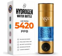 EVOLV Hydrogen Water Bottle Generator - SPE & PEM Water Ionizer 5.42PPM, Highest Concentrated Dose - 8oz Hydrogenated Water Bottle for Improved Energy & Inflammation Support - Easy to Use, Champagne