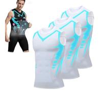 Evolv-Off Compression Shirt, V-Boost 2025 New Version Ionic Shaping Sleeveless Shirt for Men Build a Toned Body, White*3, Medium