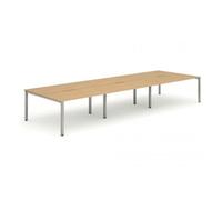 Evolve B2B Silver Frame Bench Desk 1400 Beech (6 Pod) - BE293