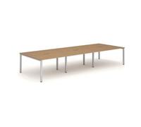 Evolve Plus 1400mm Back to Back 6 Person Desk Oak Top Silver Frame BE295