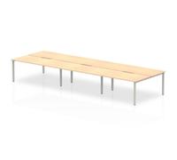 Evolve Plus 1600mm Back to Back 6 Person Desk Maple Top Silver Frame BE289