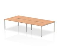 Evolve B2B Silver Frame Bench Desk 1600 Oak (4 Pod) - BE250