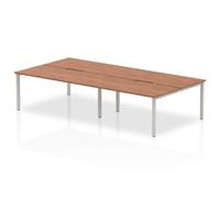 Evolve Plus 1600mm Back to Back 4 Person Desk Walnut Top Silver Frame BE247
