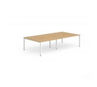 Evolve B2B White Frame Bench Desk 1200 Beech (4 Pod) - BE238