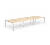 Evolve B2B White Frame Bench Desk 1400 Maple (6 Pod) - BE274