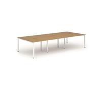 Evolve Plus 1400mm Back to Back 6 Person Desk Oak Top White Frame BE275
