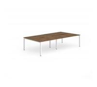 Evolve B2B White Frame Bench Desk 1400 Walnut (4 Pod) - BE232