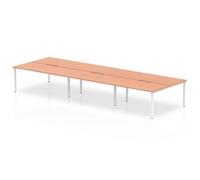Evolve B2B White Frame Bench Desk 1600 Beech (6 Pod) - BE268