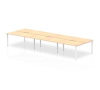 Evolve B2B White Frame Bench Desk 1600 Maple (6 Pod) - BE269