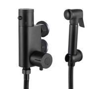 Evolve Black Bidet Douche Shattaf Spray Kit & Brass Thermostatic Bar Shower Mixer Valve And Spray Black Bathroom