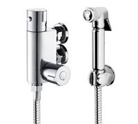 Evolve Chrome Bidet Douche Shattaf Spray Kit & Brass Thermostatic Bar Shower Mixer Valve And Spray Chrome Bathroom