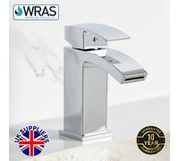 Evolve Decent Chrome Waterfall Basin Mixer Tap With Click Clack Waste