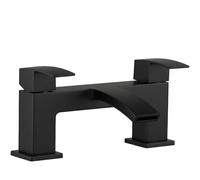 EVOLVE Decent Waterfall Bath Filler Tap - Deck Mounted Bridge Mixer | Square Twin Lever | Chrome, Matt Black & Brushed Brass Finish (Matt Black)